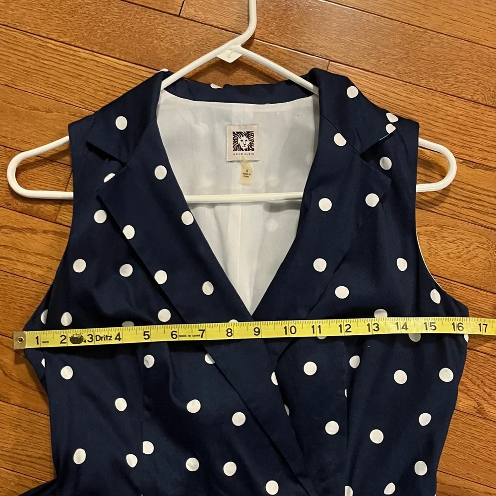 ❌SOLD❌Anne Klein Navy Blue & White Polka Dot Midi Dress - Picture 6 of 17